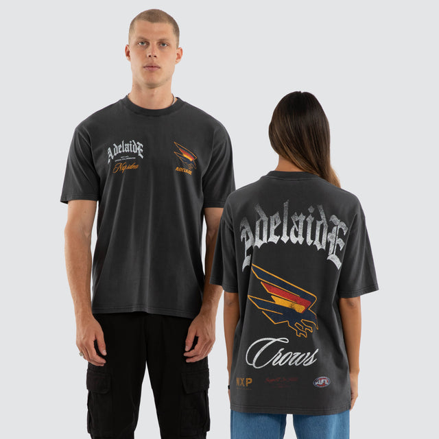 Adelaide Crows AFL Vintage Goth Tee Pigment Asphalt