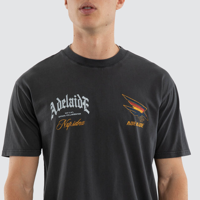 Adelaide Crows AFL Vintage Goth Tee Pigment Asphalt