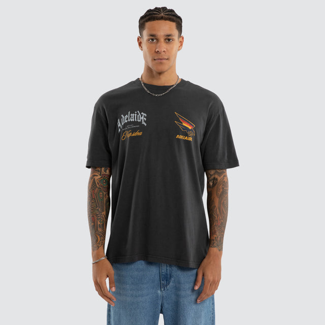 Adelaide Crows AFL Vintage Goth Tee Pigment Asphalt