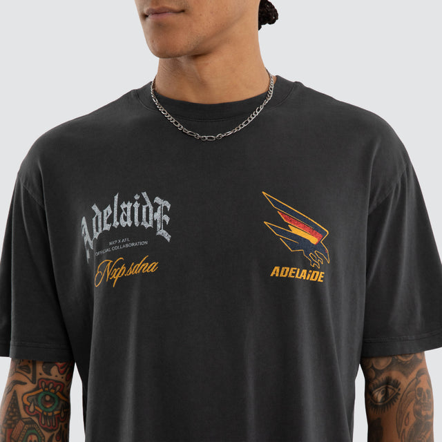 Adelaide Crows AFL Vintage Goth Tee Pigment Asphalt