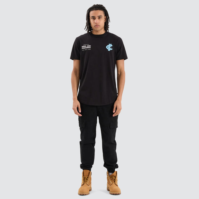 Carlton Blues AFL Dual Curved Tee Jet Black