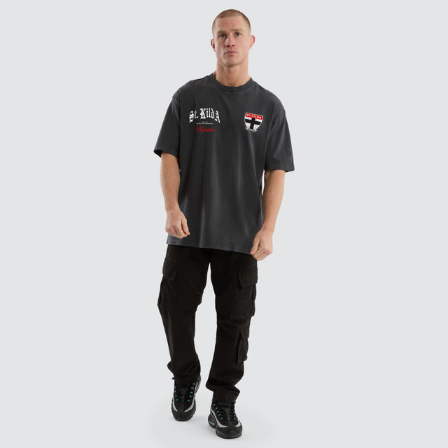 St Kilda Saints AFL Vintage Goth Tee Pigment Asphalt