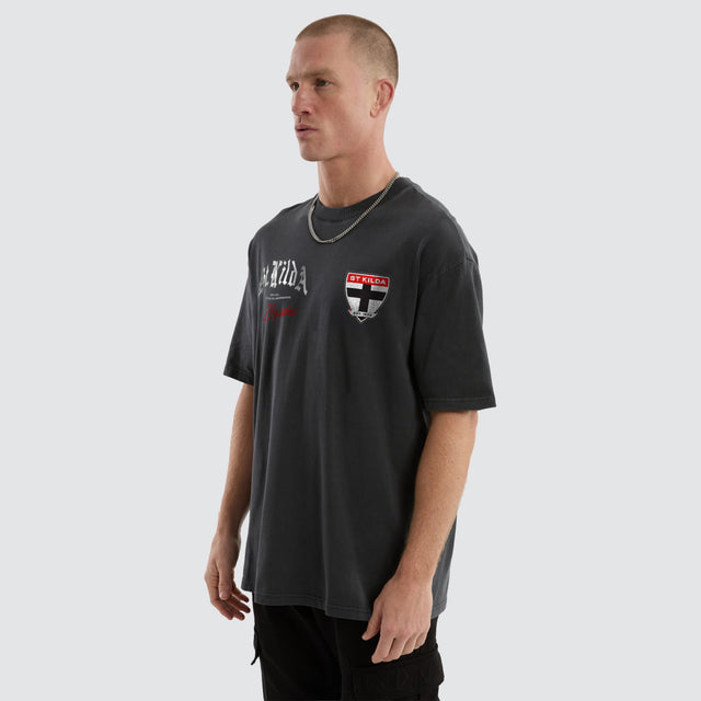 St Kilda Saints AFL Vintage Goth Tee Pigment Asphalt