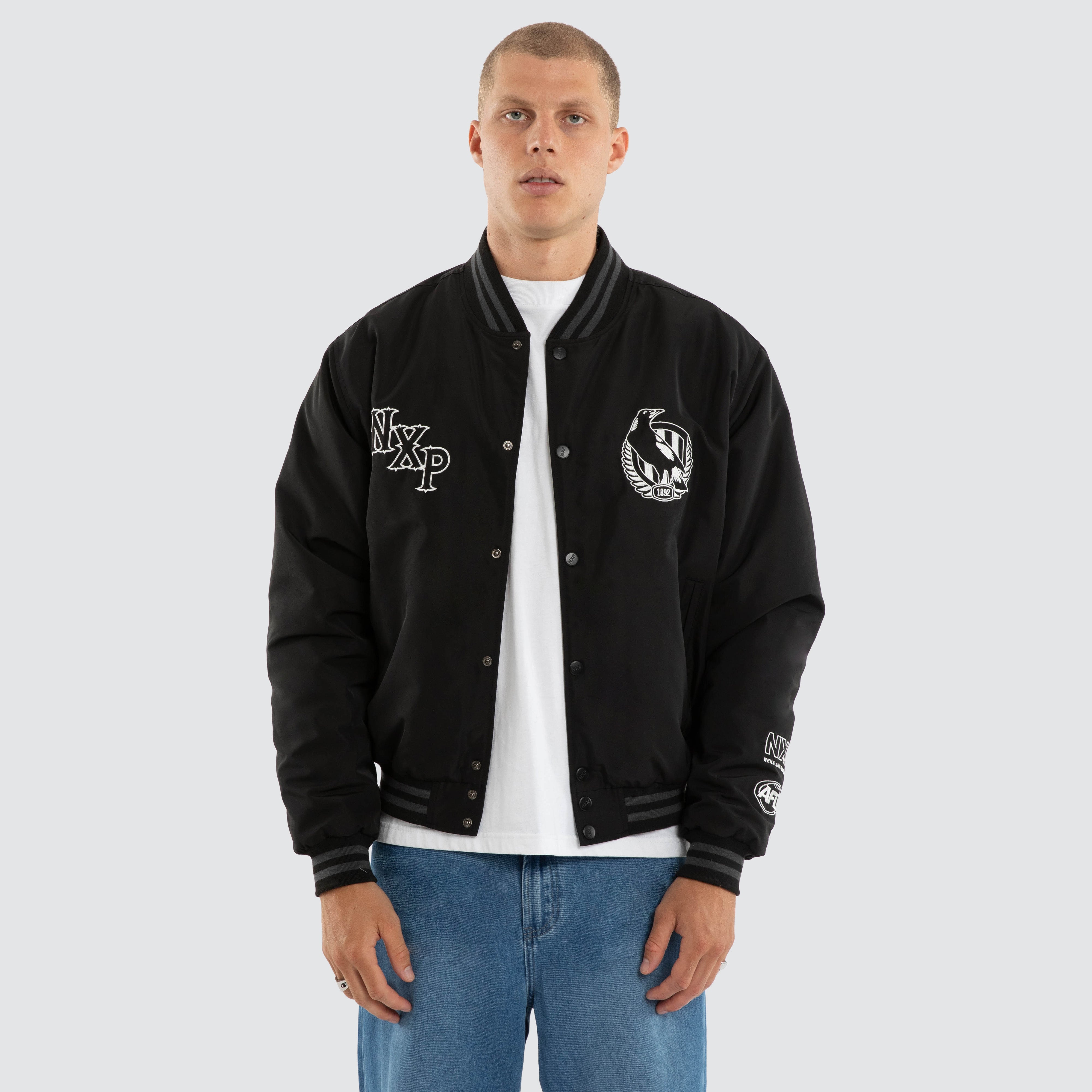 Collingwood Magpies AFL Retro Bomber Jet Black | NXP