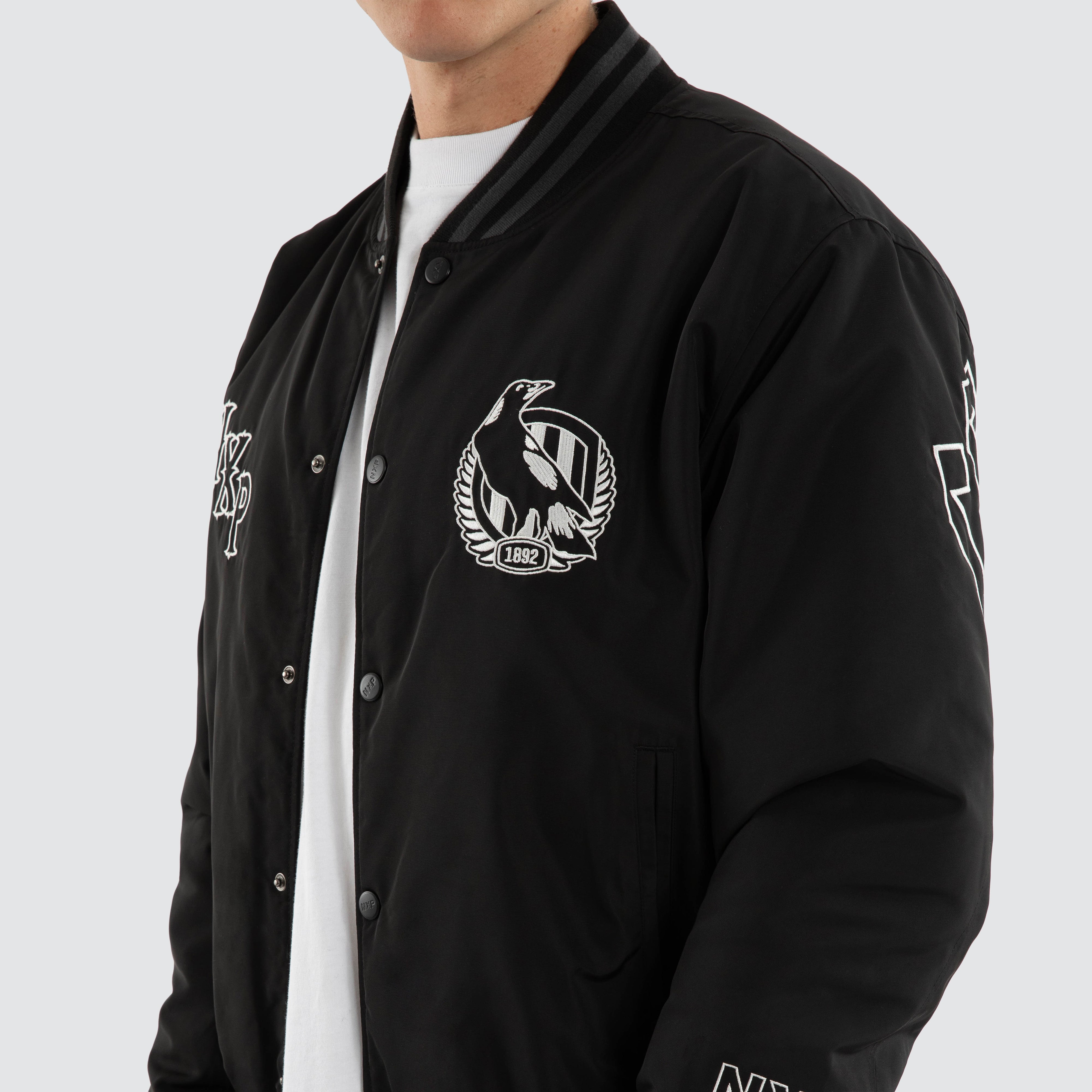 Collingwood Magpies AFL Retro Bomber Jet Black | NXP