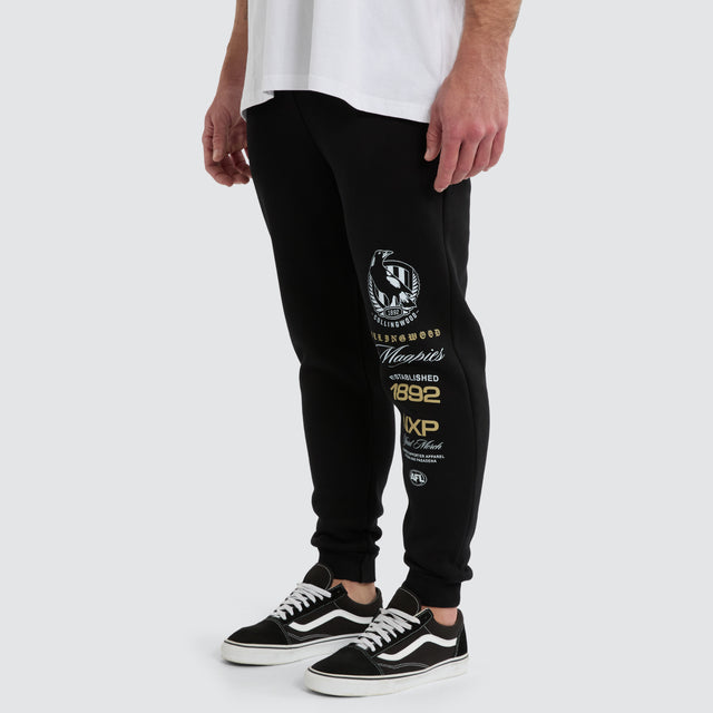 Collingwood Magpies Elite Trackpant Jet Black