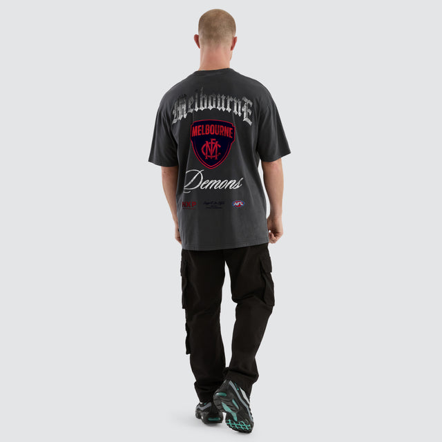 Melbourne Demons AFL Vintage Goth Tee Pigment Asphalt