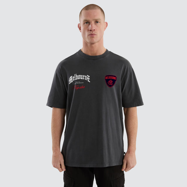 Melbourne Demons AFL Vintage Goth Tee Pigment Asphalt