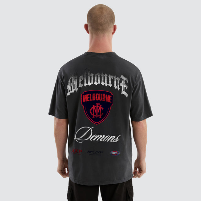 Melbourne Demons AFL Vintage Goth Tee Pigment Asphalt