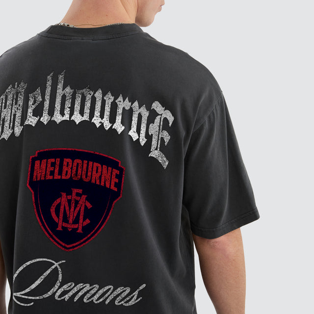 Melbourne Demons AFL Vintage Goth Tee Pigment Asphalt