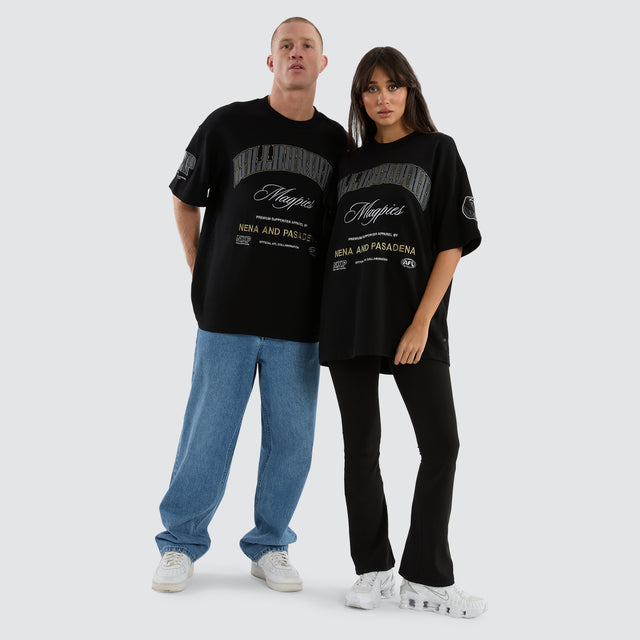 Collingwood Magpies Game-On Loopback Tee Jet Black