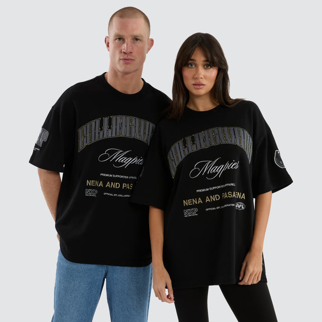 Collingwood Magpies Game-On Loopback Tee Jet Black