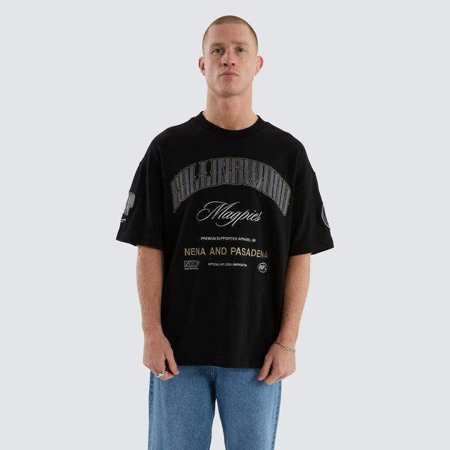Collingwood Magpies Game-On Loopback Tee Jet Black