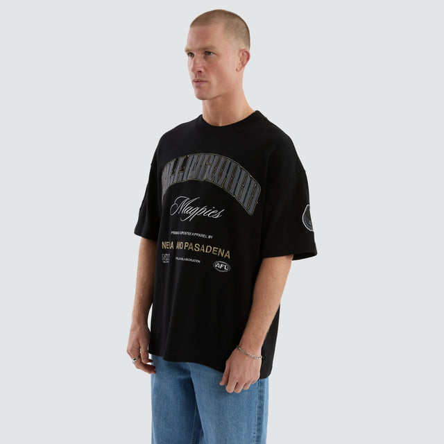 Collingwood Magpies Game-On Loopback Tee Jet Black