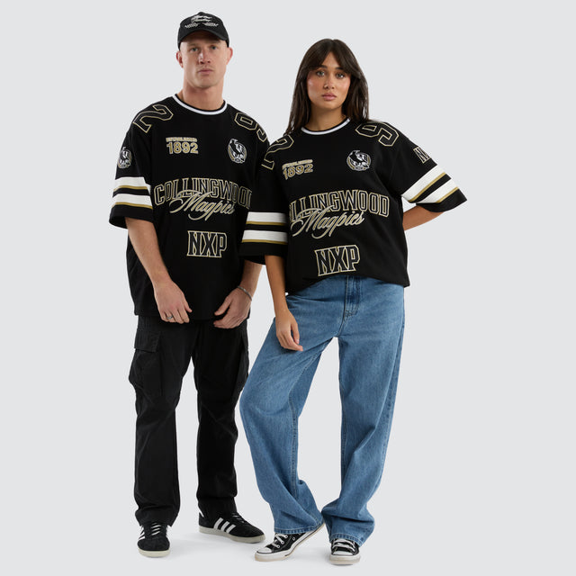 Collingwood Magpies League Loopback Tee Jet Black