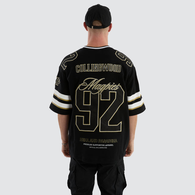 Collingwood Magpies League Loopback Tee Jet Black