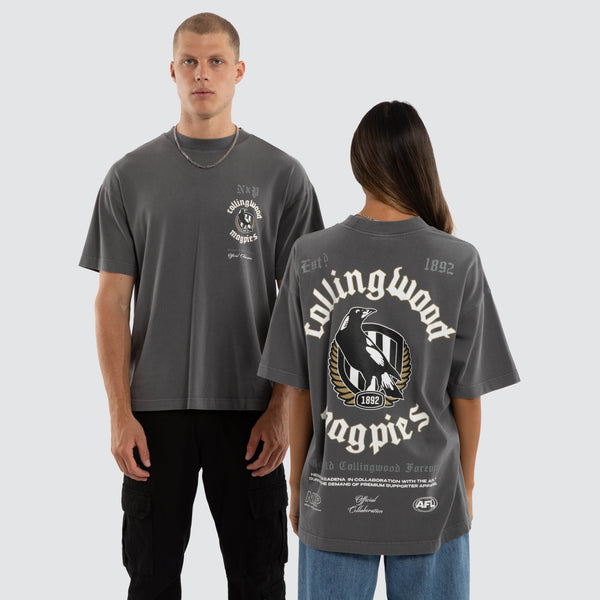 Collingwood Magpies AFL Off-Season Tee Pigment Grey | NXP