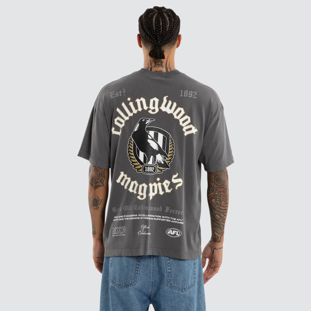 Collingwood Magpies AFL Off-Season Tee Pigment Charcoal
