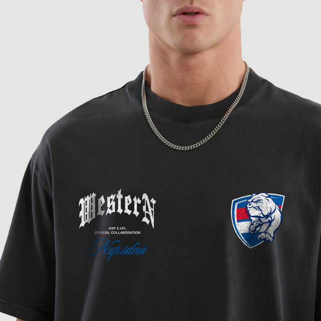 Western Bulldogs AFL Vintage Goth Tee Pigment Asphalt
