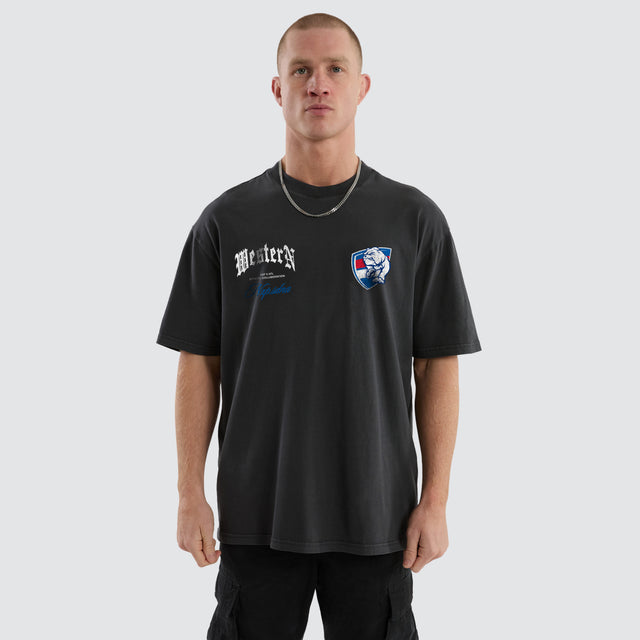 Western Bulldogs AFL Vintage Goth Tee Pigment Asphalt