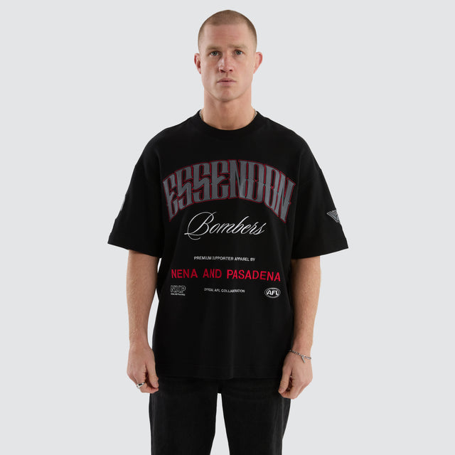 Essendon Bombers Game-On Loopback Tee Jet Black