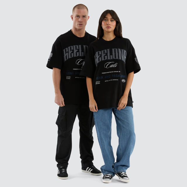 Geelong Cats Game-On Loopback Tee Jet Black