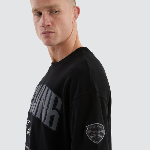 Geelong Cats Game-On Loopback Tee Jet Black