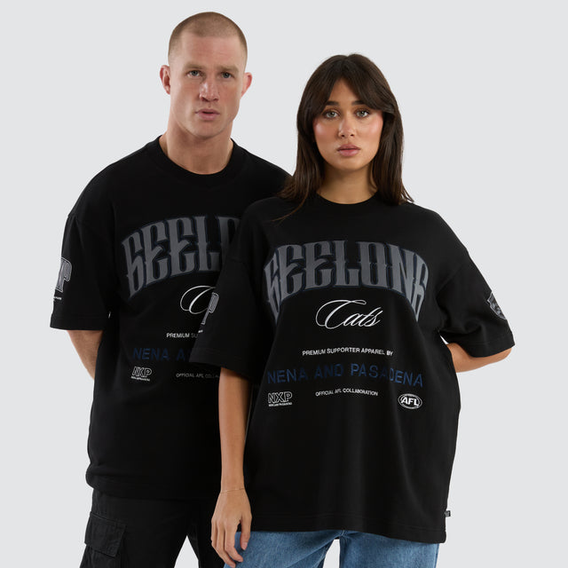 Geelong Cats Game-On Loopback Tee Jet Black