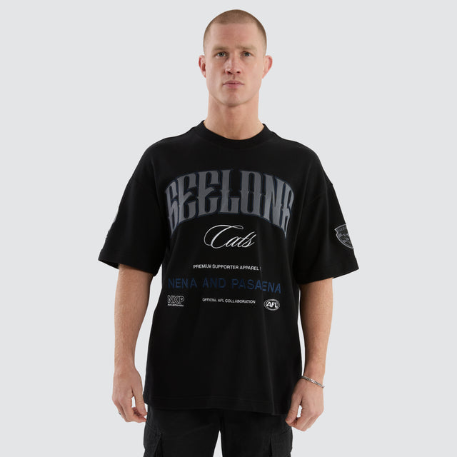 Geelong Cats Game-On Loopback Tee Jet Black