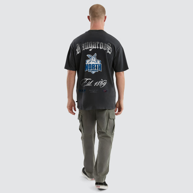 North Melbourne Kangaroos AFL Vintage Goth Tee Pigment Asphalt