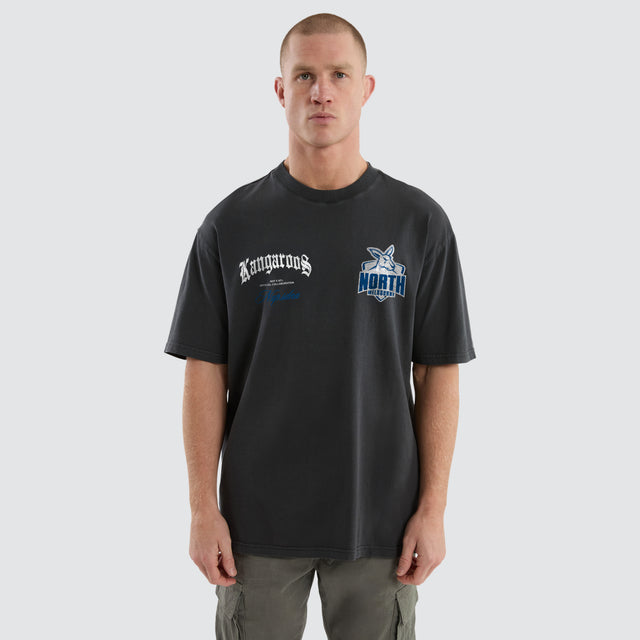 North Melbourne Kangaroos AFL Vintage Goth Tee Pigment Asphalt