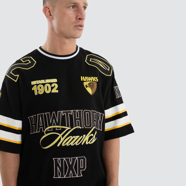 Hawthorn Hawks League Loopback Tee Jet Black