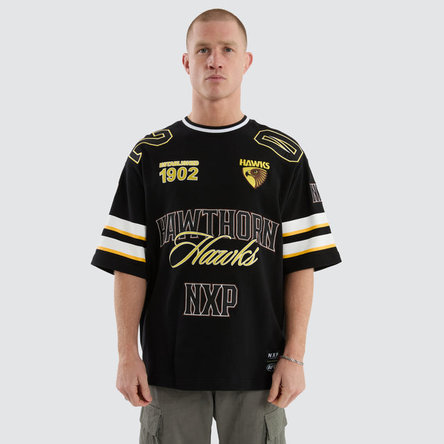 Hawthorn Hawks League Loopback Tee Jet Black
