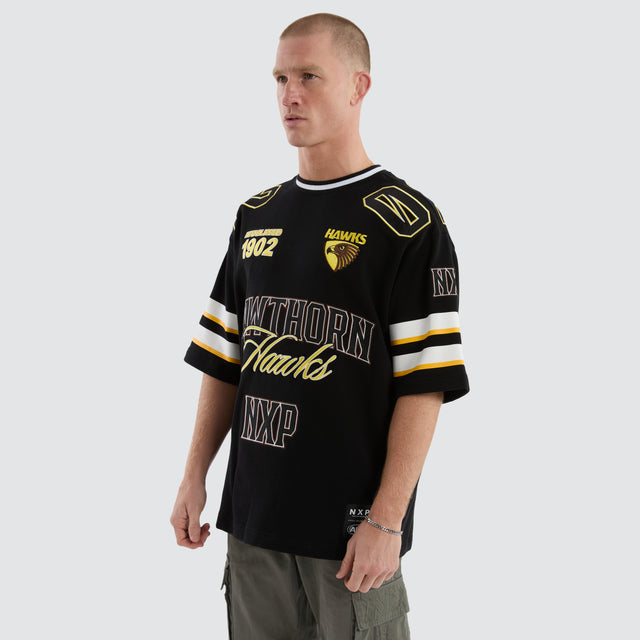 Hawthorn Hawks League Loopback Tee Jet Black