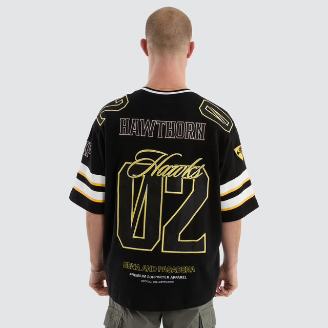 Hawthorn Hawks League Loopback Tee Jet Black