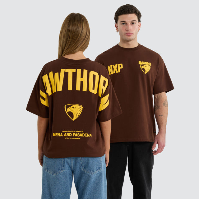 Hawthorn Hawks Archive Loopback Raptor Tee Brown