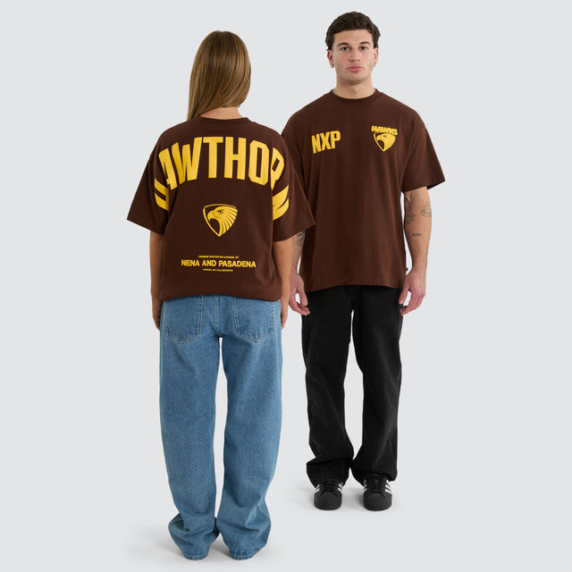 Hawthorn Hawks Archive Loopback Raptor Tee Brown