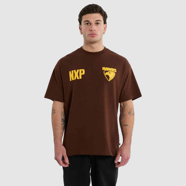 Hawthorn Hawks Archive Loopback Raptor Tee Brown
