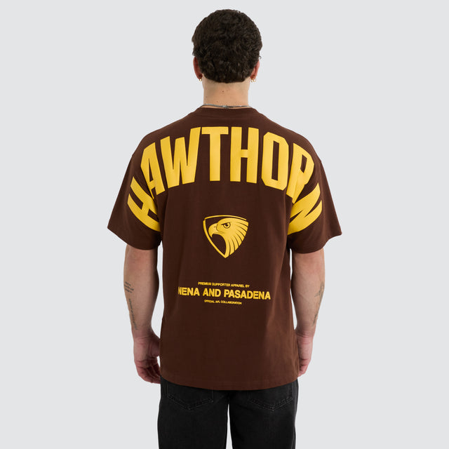 Hawthorn Hawks Archive Loopback Raptor Tee Brown