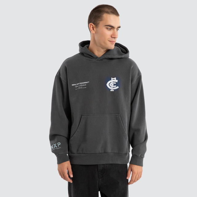 Carlton Blues AFL Vintage Hoodie Pigment Asphalt