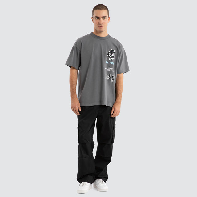 Carlton Blues AFL Stack Tee Pigment Charcoal