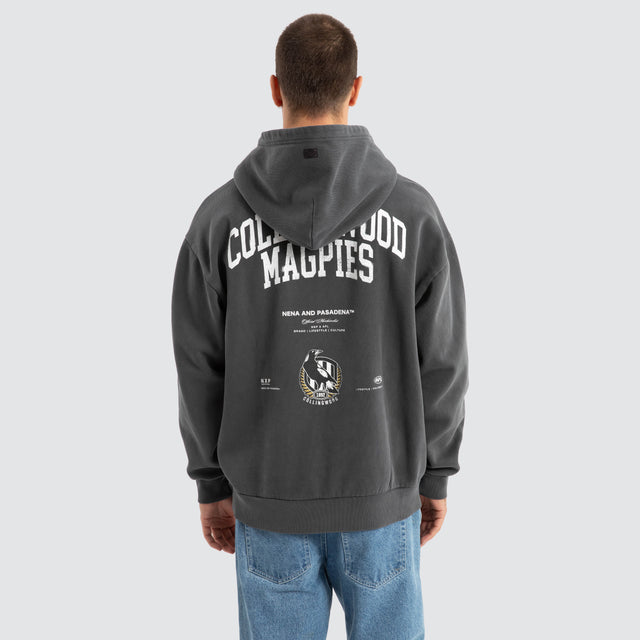 Collingwood Magpies AFL Vintage Hoodie Pigment Asphalt