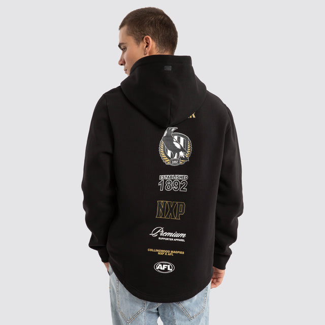 Collingwood Magpies AFL Spine Hoodie Jet Black