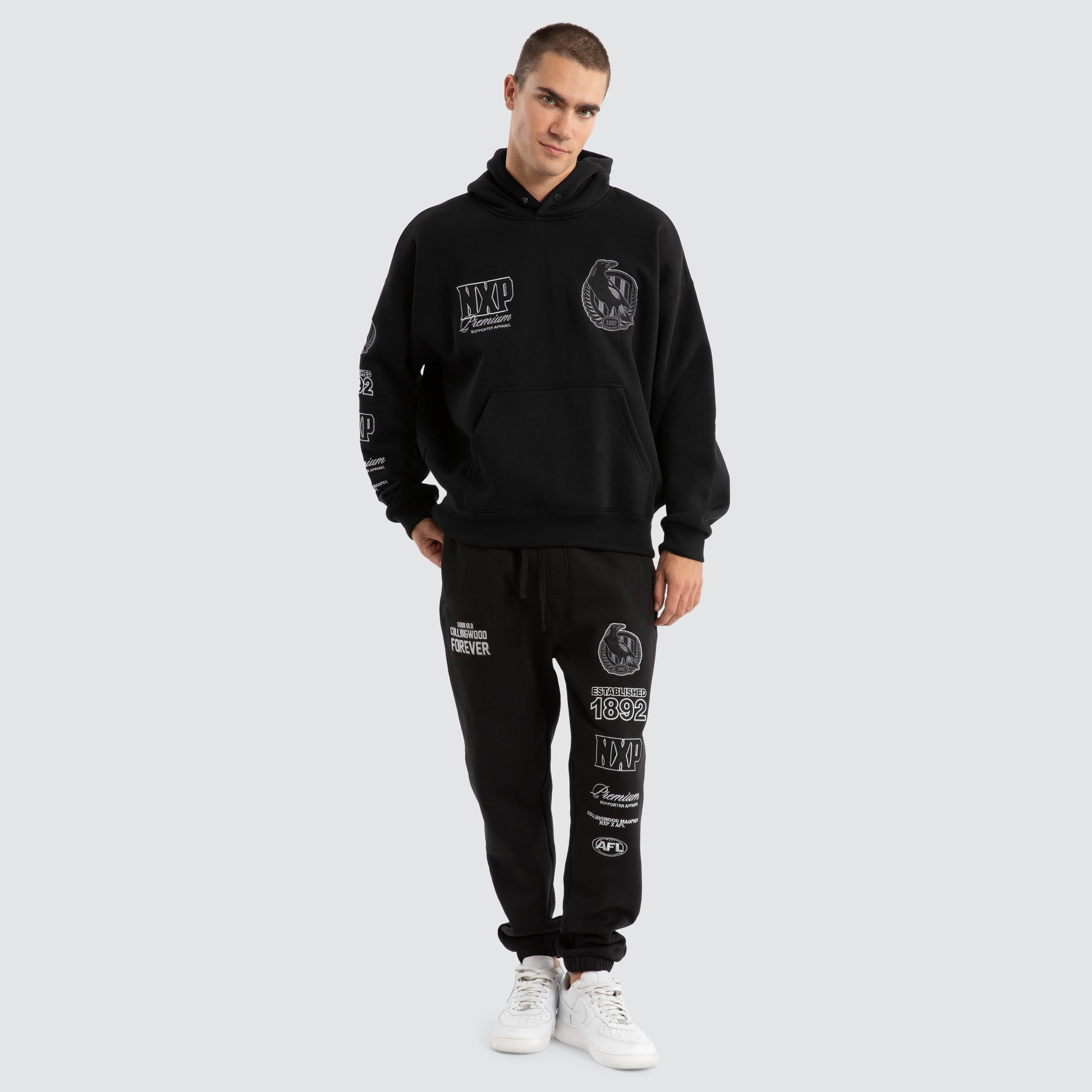 Collingwood Magpies AFL Mono Hoodie in Black | NXP