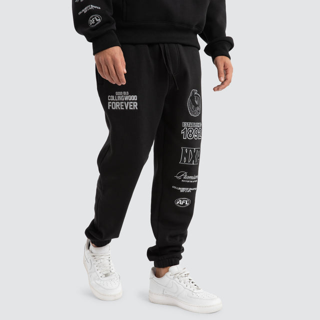 Collingwood Magpies AFL Mono Trackpants Jet Black