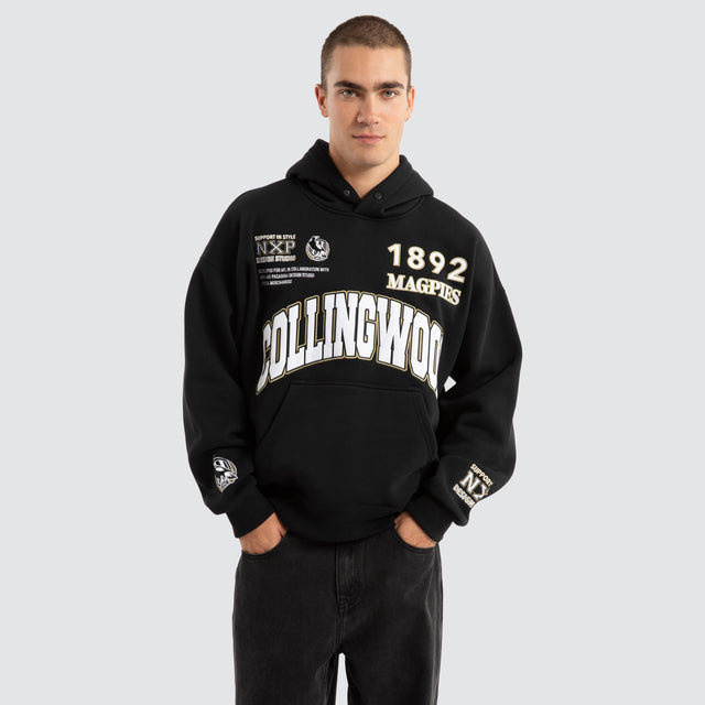 Collingwood Magpies AFL Academy Hoodie Jet Black