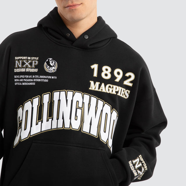 Collingwood Magpies AFL Academy Hoodie Jet Black