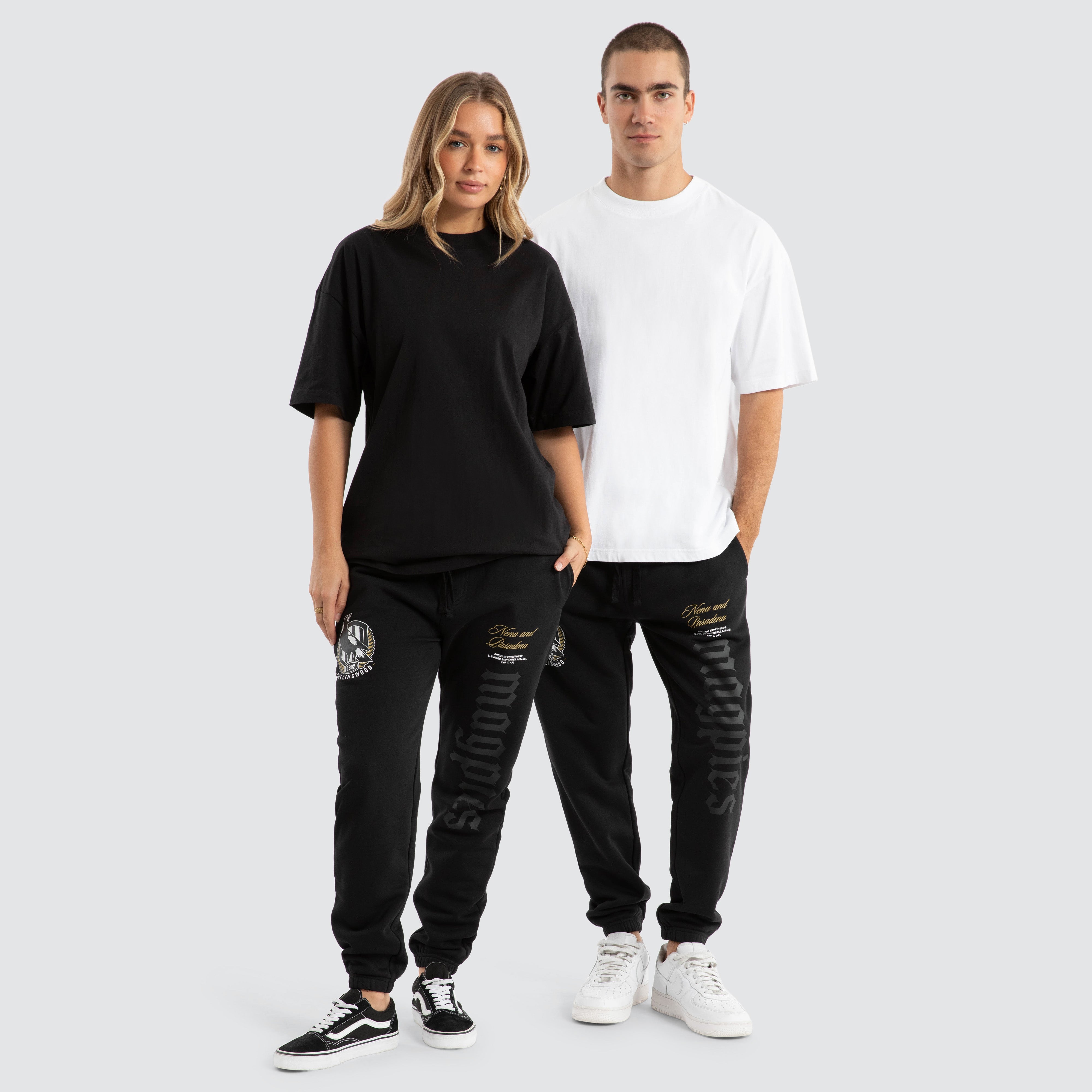 Collingwood Magpies AFL Cali Trackpants in Black | NXP