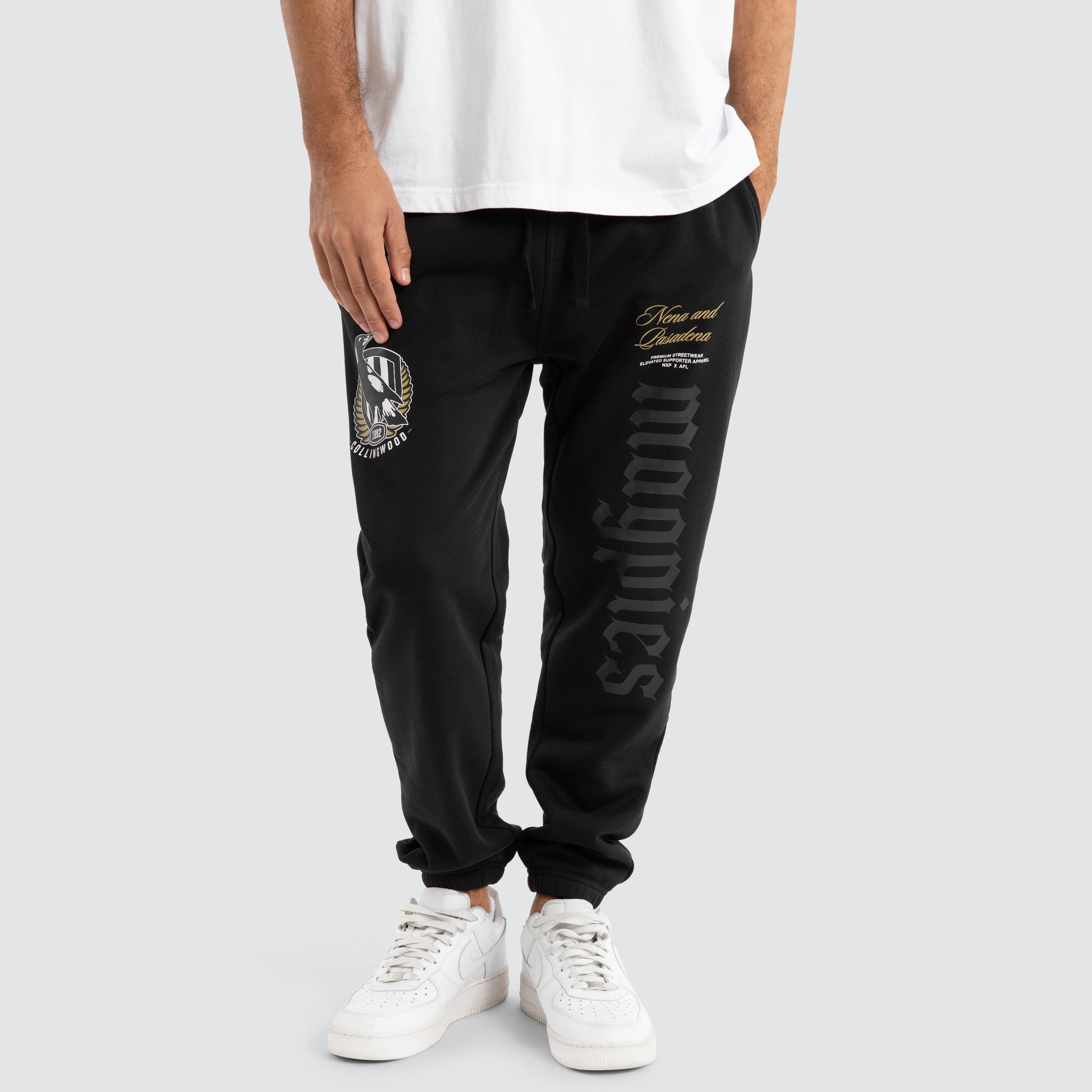 AFL Collingwood Magpies AFL ジャージ XL Collingwood Magpies AFL Mono Trackpants in Black | Neverland