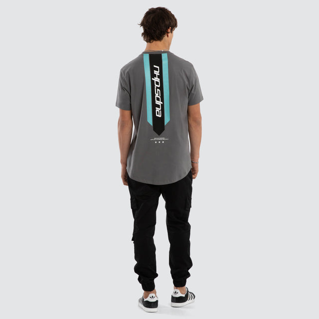 Model wears Central Dual Curved Tee Charcoal T-Shirts  – image 5